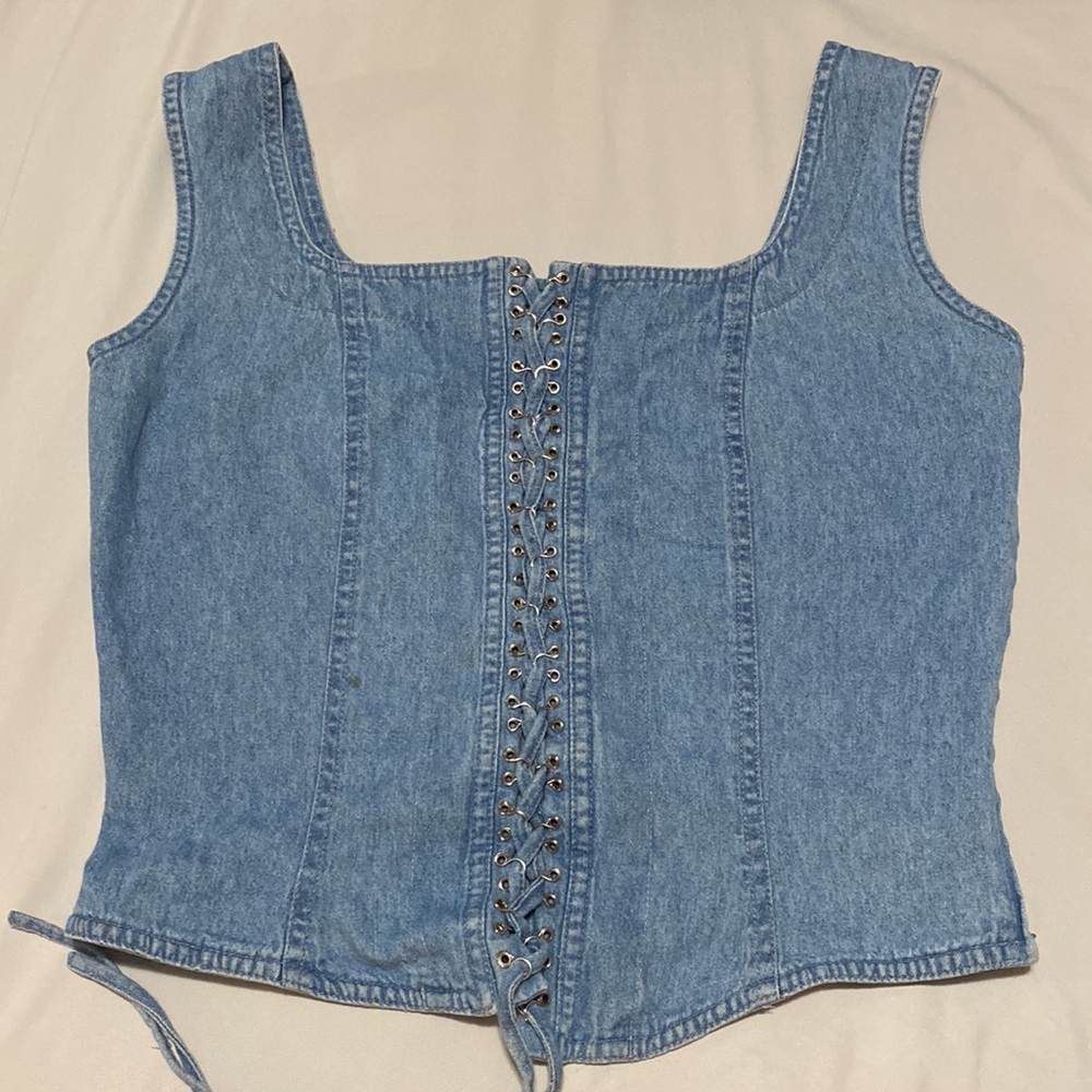 vintage denim corset style blouse size 4